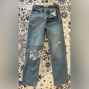 Abercrombie high rise dad jeans.